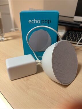 Amazon Echo Pop Portable Smart Speaker - White and Gray